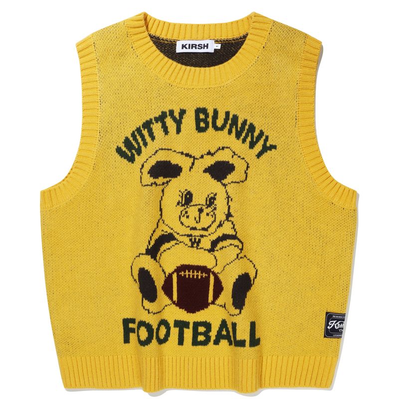 KIRSH（キルシー）の「WITTY BUNNY FOOTBALL KNIT VEST - LIGHT YELLOW（Tops）」