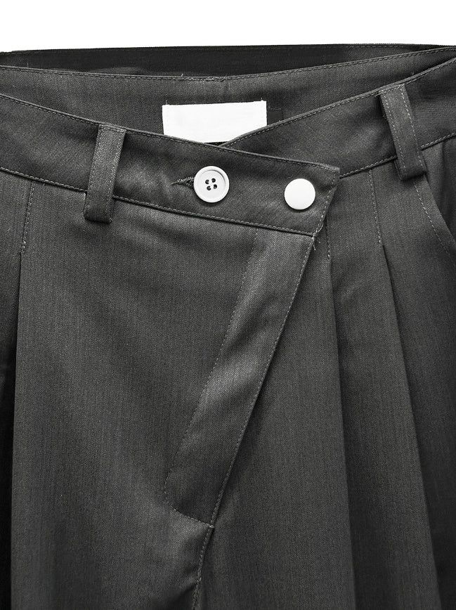 ベルトセット スナップ ワイド ピンタック スラックス