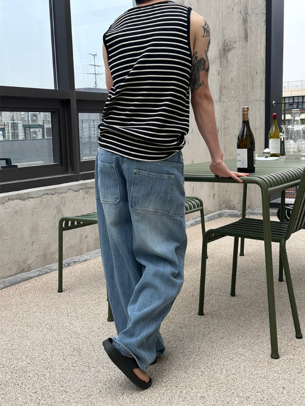 [S/S] Stripe henry neck sleeveless(3color)