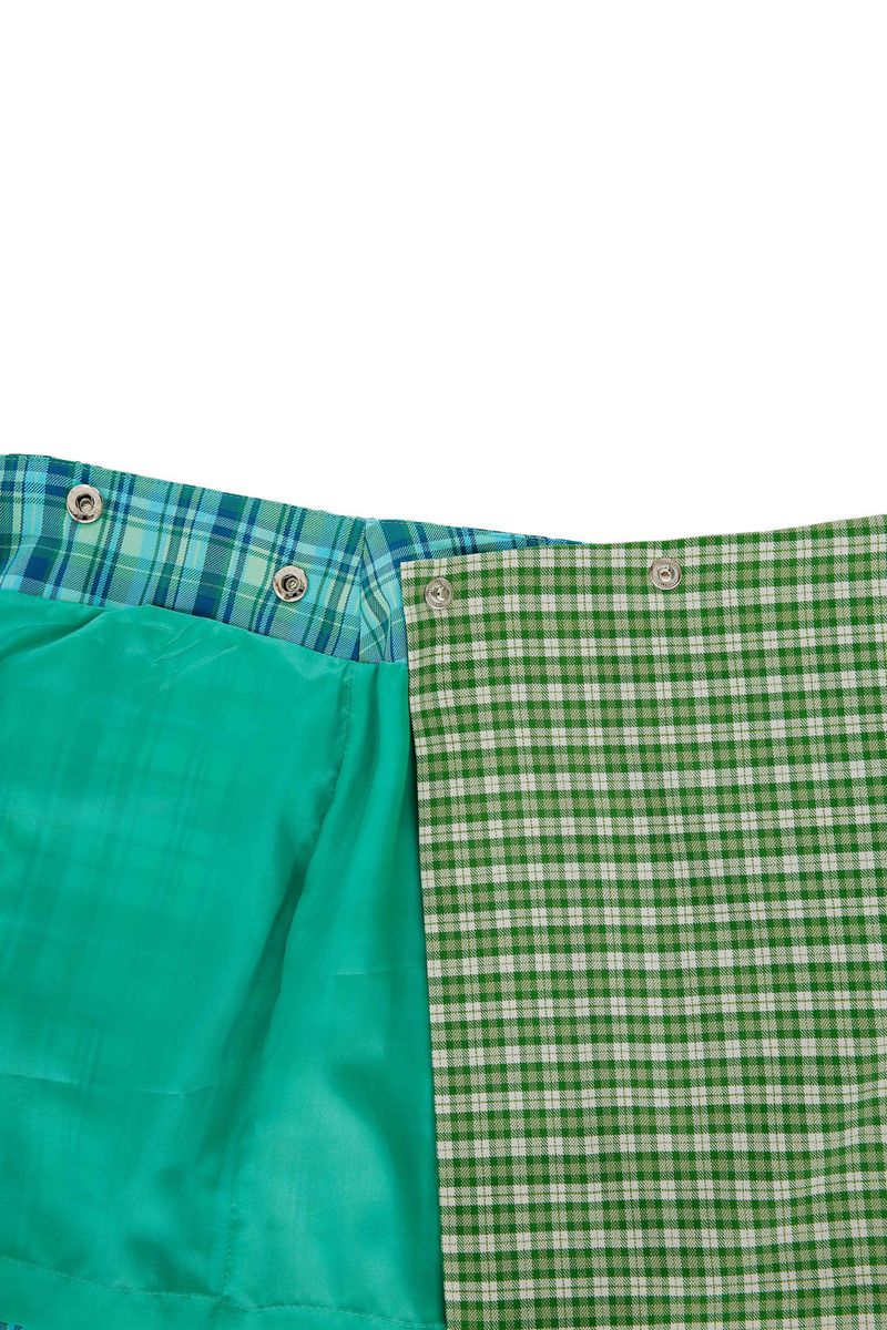 Check Panelled Mini Wrap Skirt _ Green