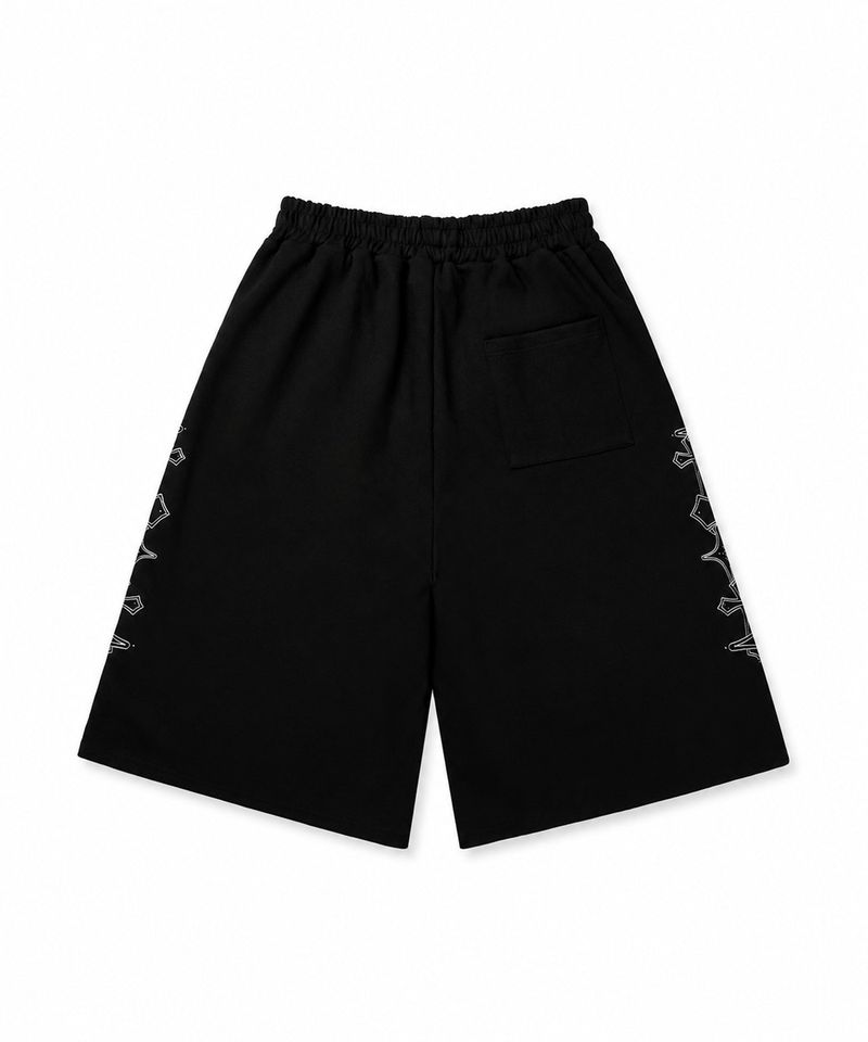 Stud Needle Walk Bermuda Sweat Pants - Black