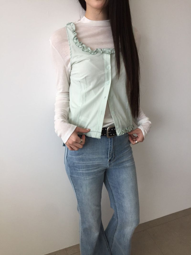 Alpen Frill Button Sleeveless (3color)