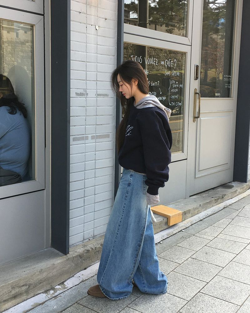 [ORIGINAL] Crew Contrast Wide Denim Pants