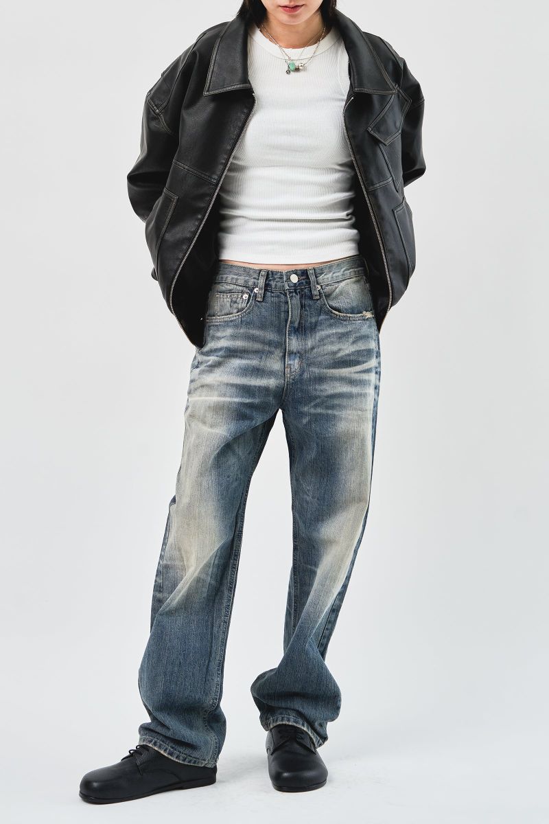Hand Washed Leather Blouson (2color)