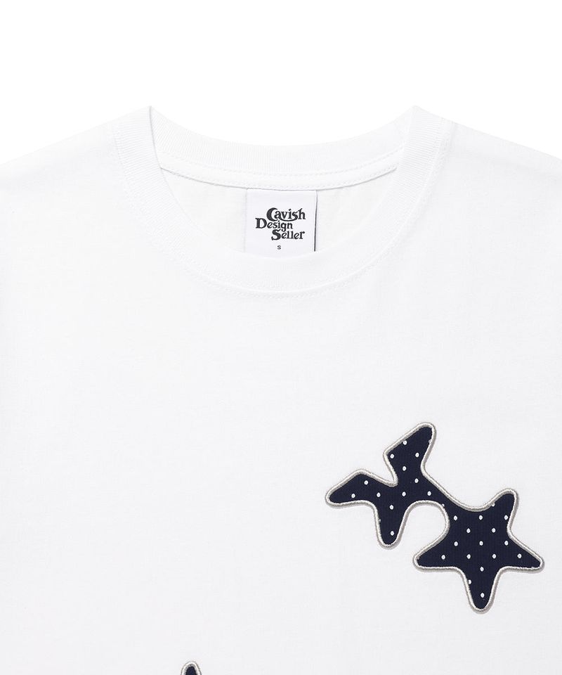 COZY STAR APPLIQUE SS TEE WHITE(CV2GMFT515A)
