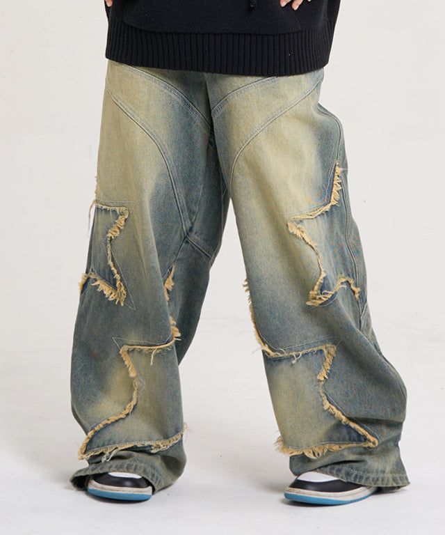 VENHIT（ベンヒット）の「Star applique denim Pants_GREEN（）」