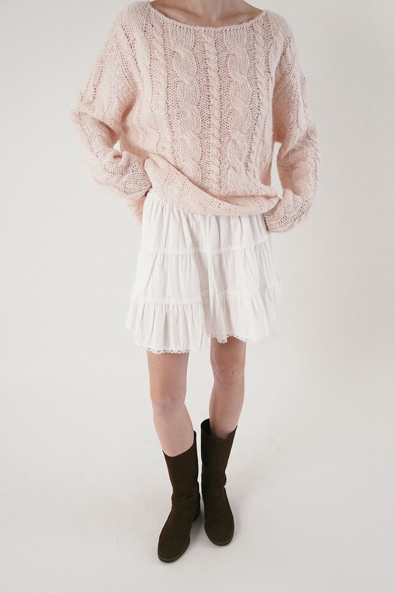 Cinnamon cable knit_baby pink