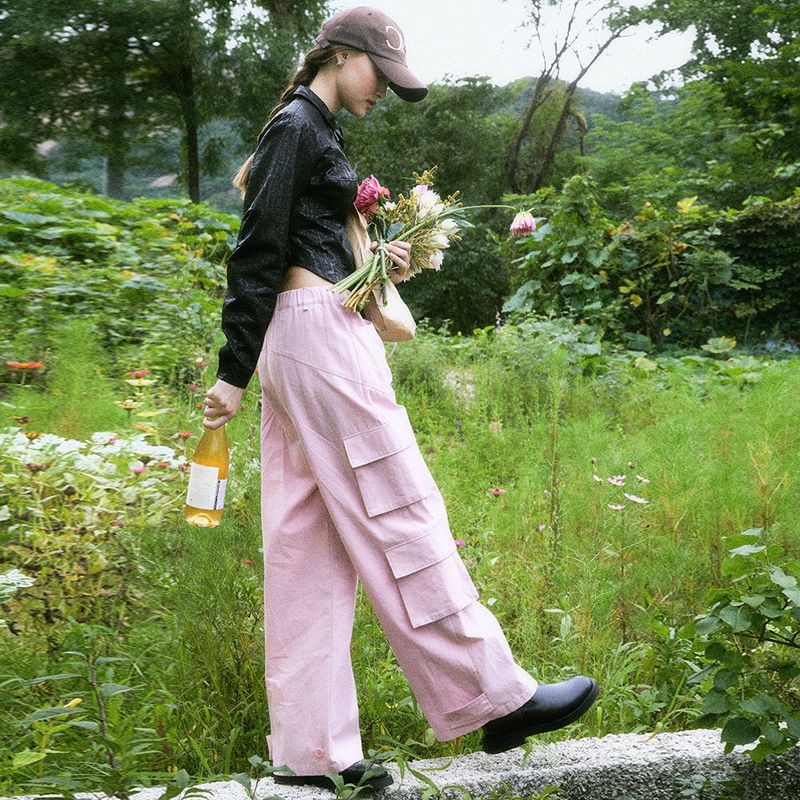 [ICC22WPT12PK] BANDING CARGO PANTS_PINK
