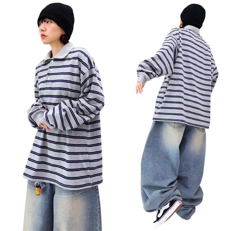 Oversized Vintage Collar Long Sleeve Tee