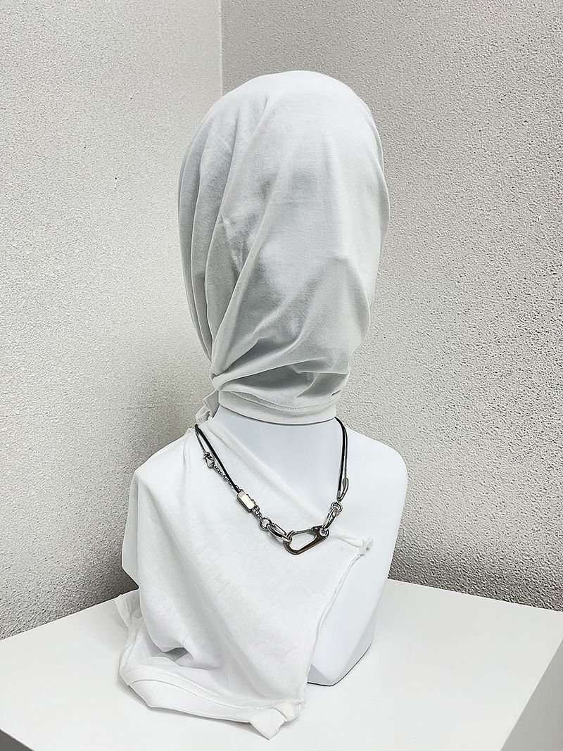 Leather chain layered carabiner necklace