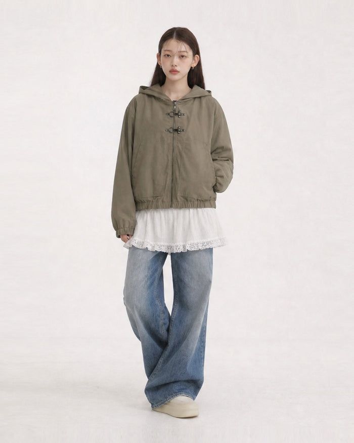(UNISEX) Buckle Hood Jumper