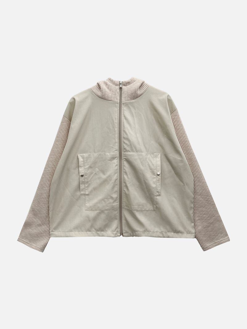 Slit CP color block hooded zip-up 3C