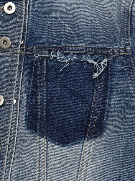 Chike Unbalanced Cropped Denim Jacket