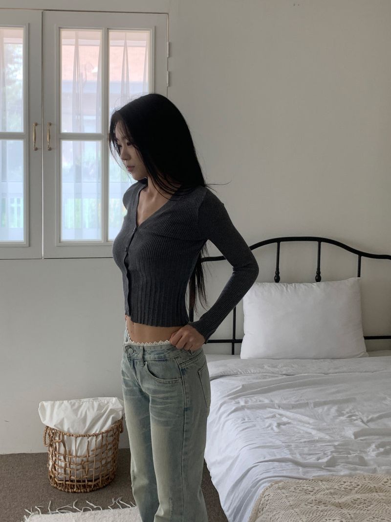 Touch Lace Trim Light Blue Bootcut Denim Pants
