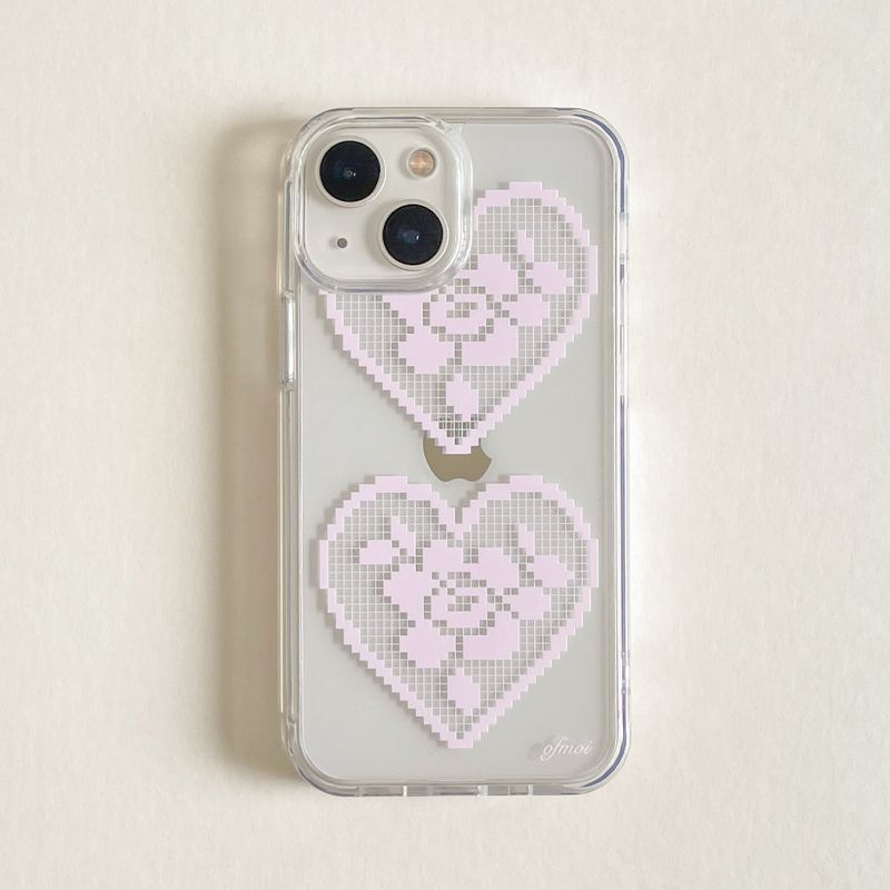 pink heart lace jellhard phone case
