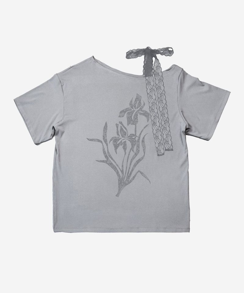 Iris Lace Ribbon Tee #Gray(灰)