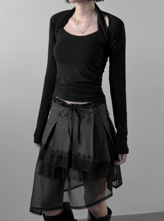 Labelly Pleated Wrap Skirt Lace