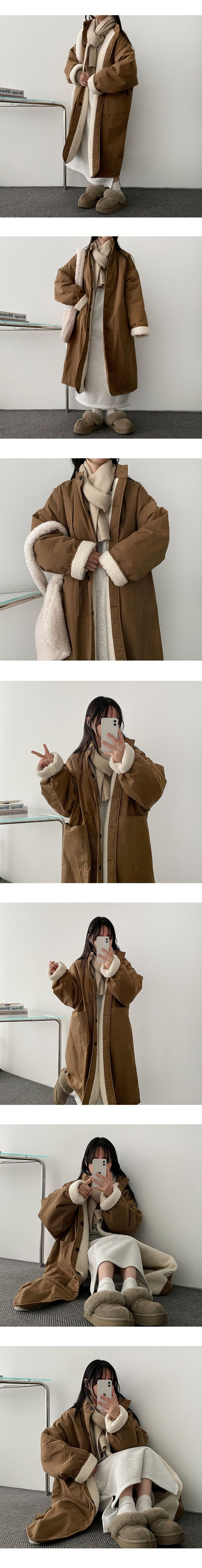 [Fleece] Melley collar side slit dress
