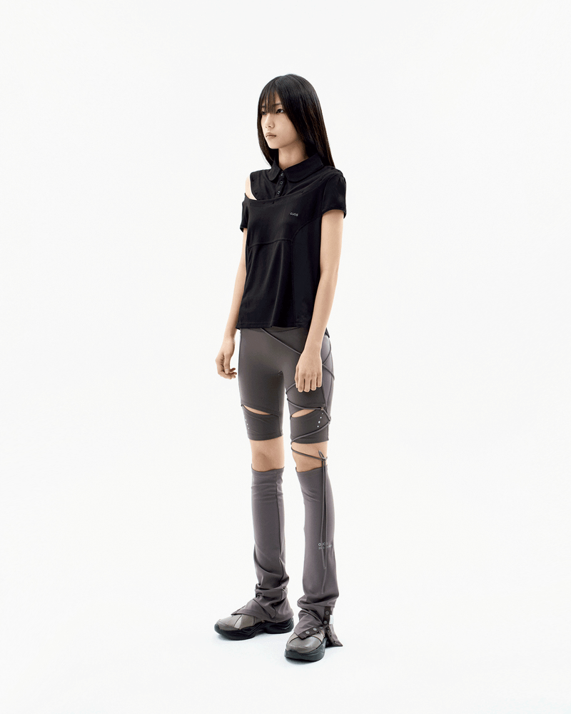 Thigh Slit Shorts Leggings / Stone Brown