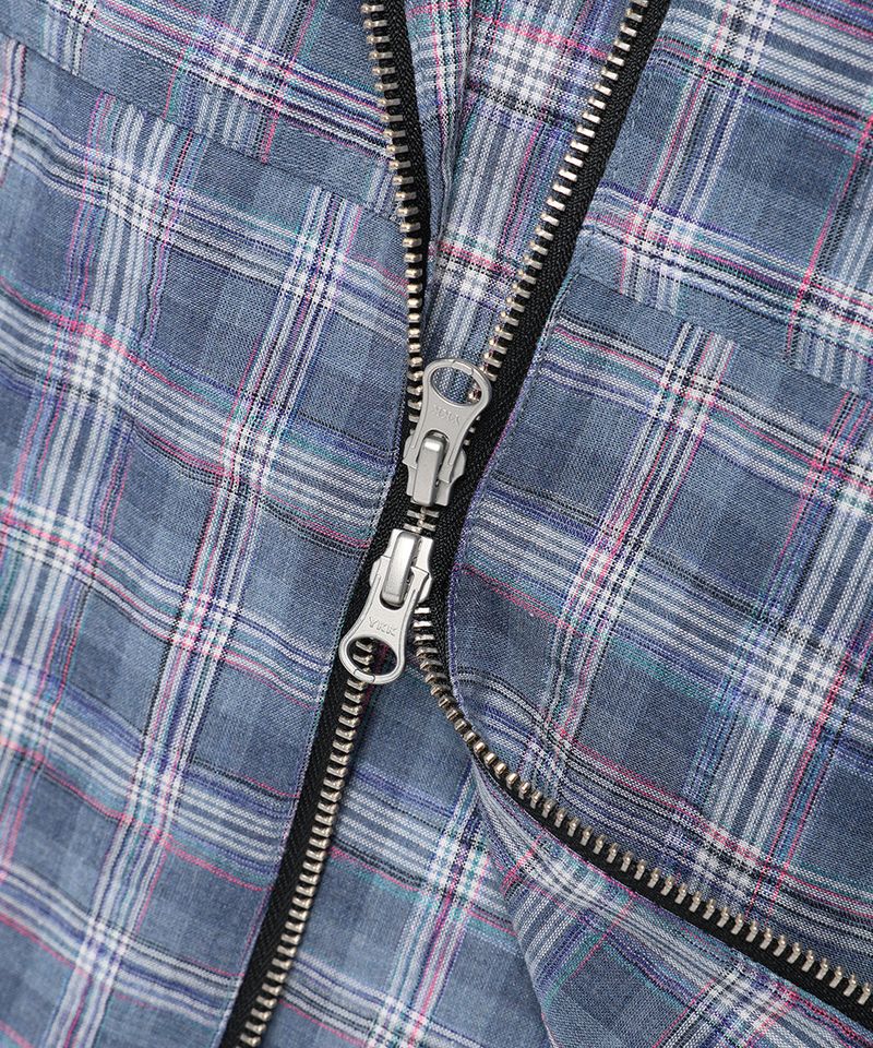 HOODED CHECK WIND BREAKER BLUE(CV2FSUB962A)