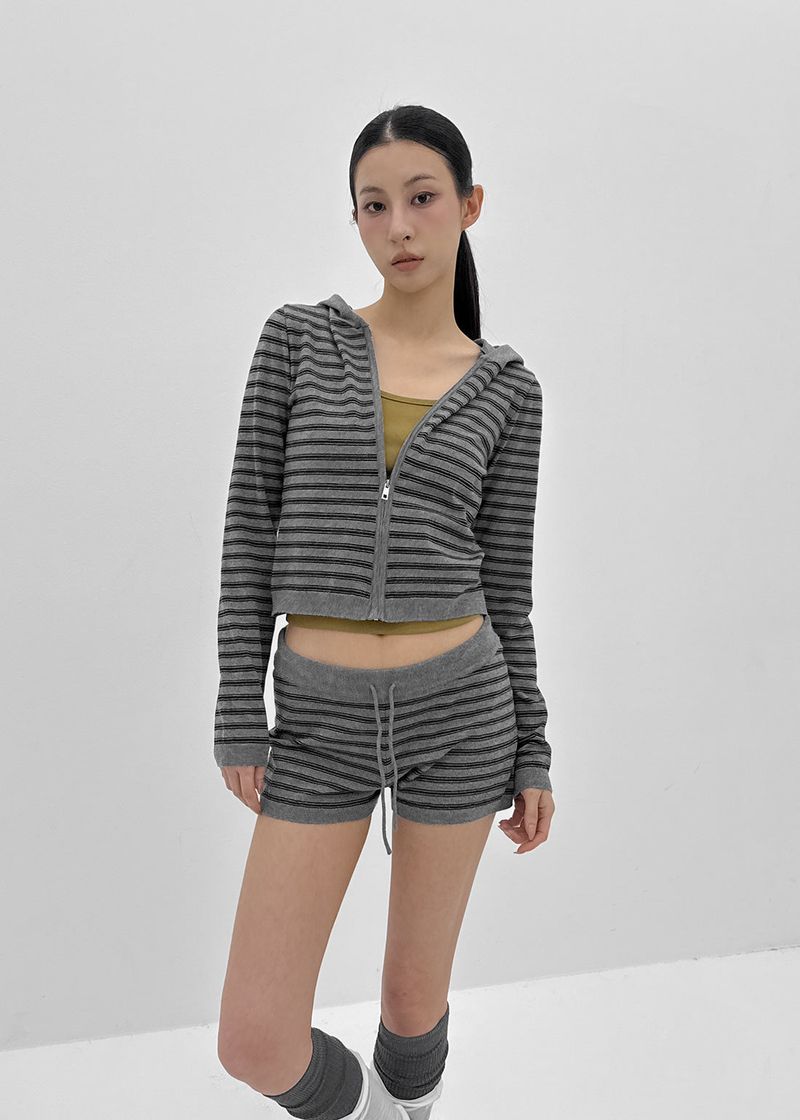 BLACKUP（ブラックアップ）の「[MADE] Ripol Stripe Knit Hood Zip-Up (Set Available)（Tops）」