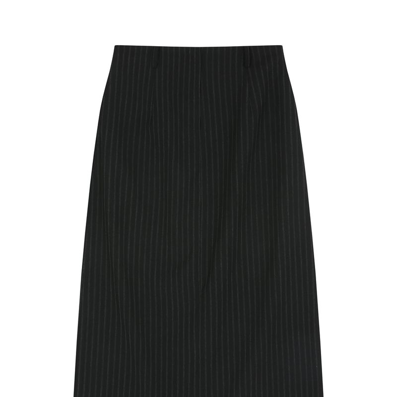 Stripe Long Skirt Black