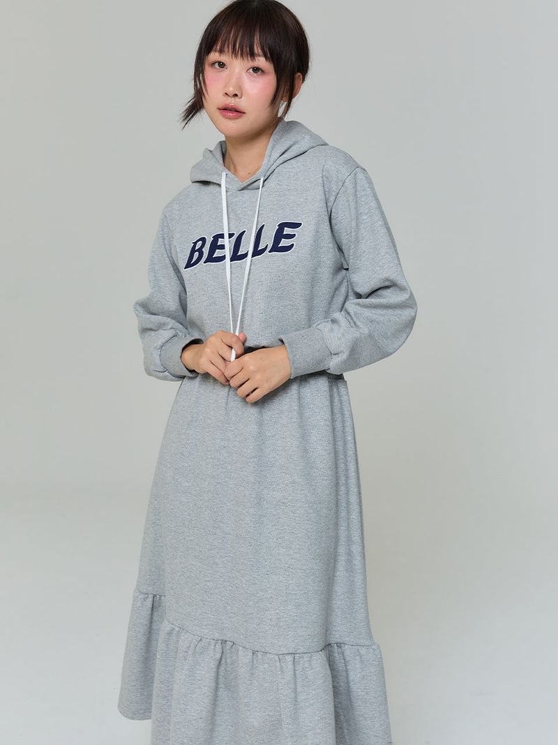 BELLE HOODED LONG DRESS - GRAY