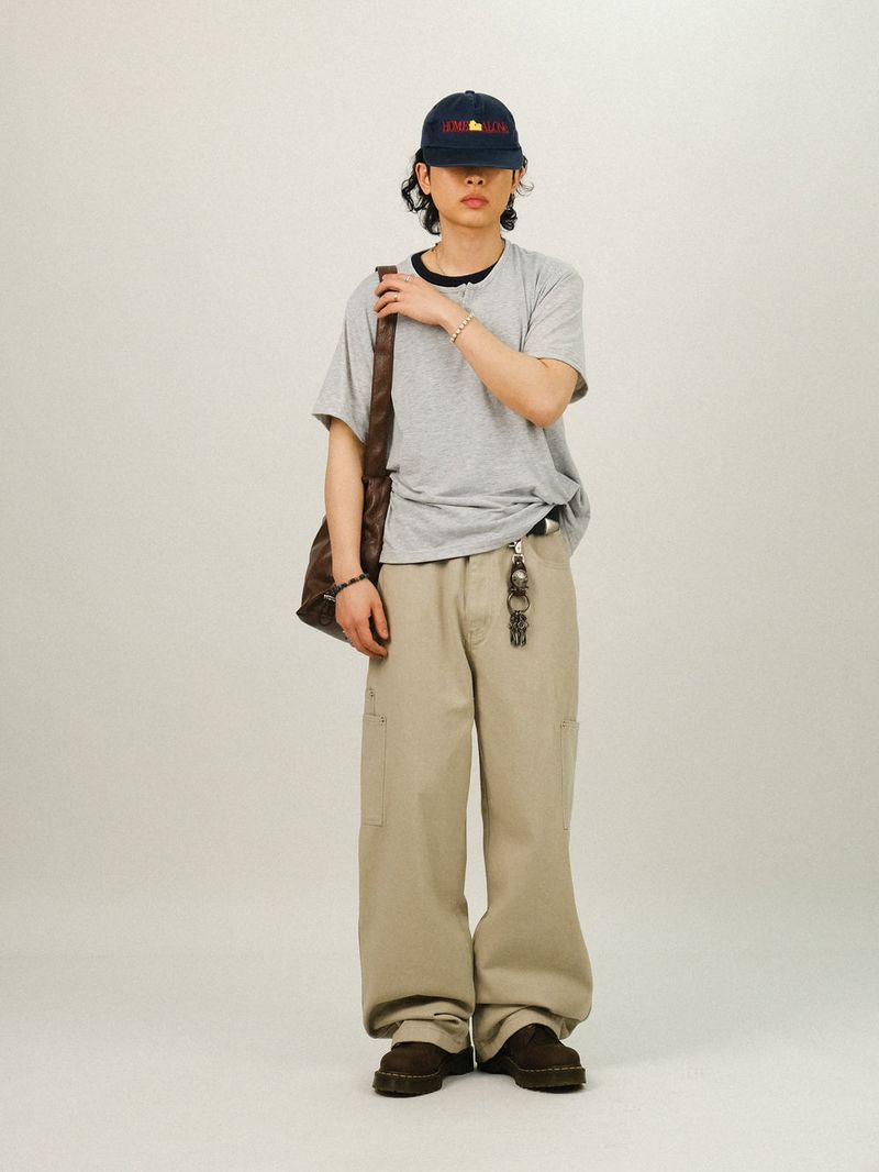 DE レイヤードポケットワイドパンツ