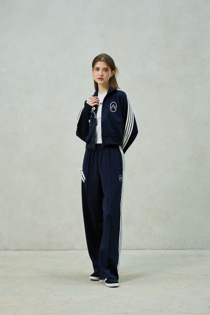 RIBBON JERSEY TRACK TOP / NAVY