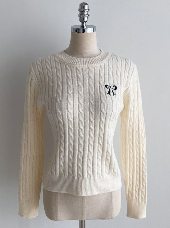 Zeno Ribbon Embroidery Cable Knit
