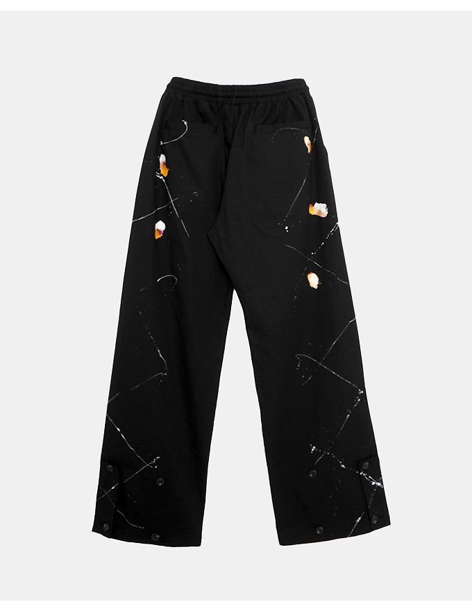 Unique Painting Button Wide Pants