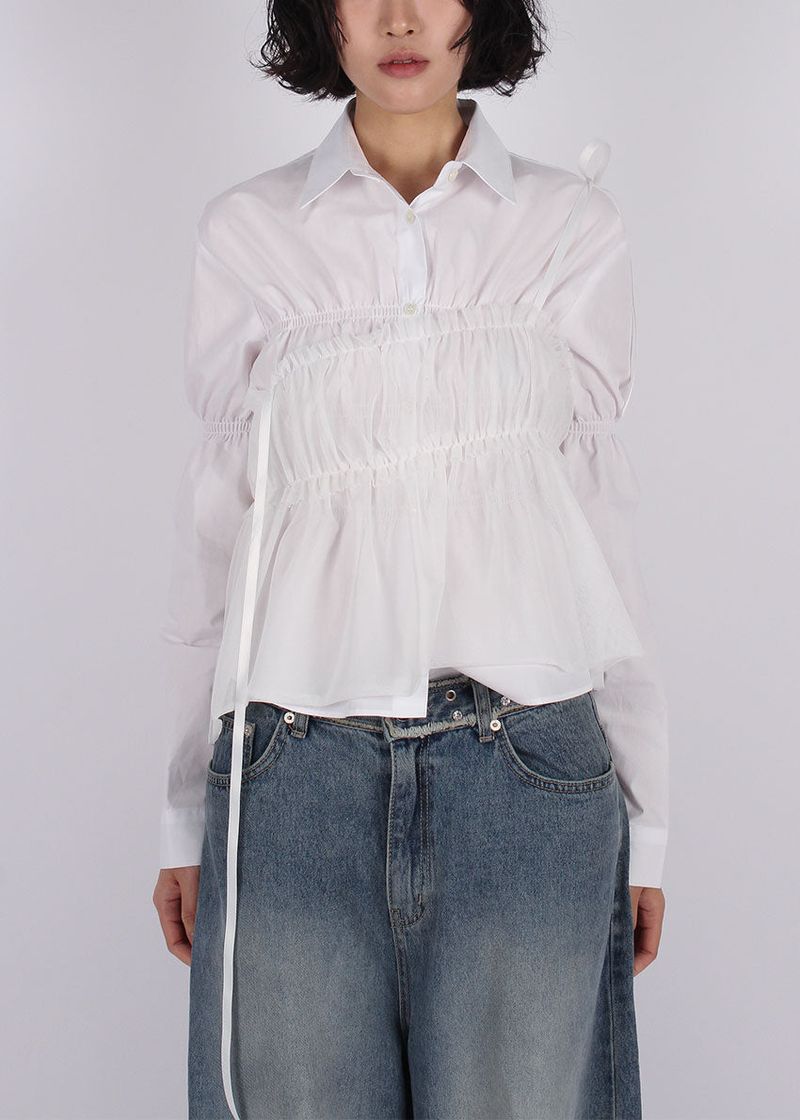 MESH SHIRRING TOP