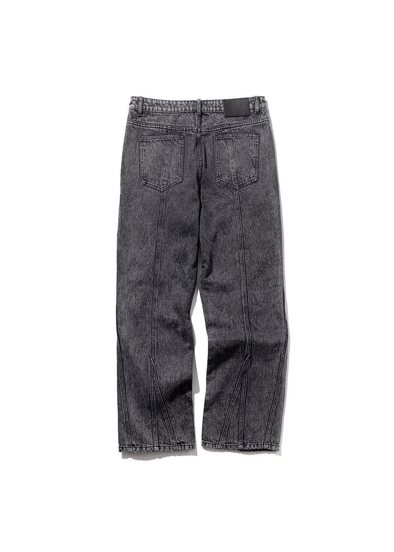 INCISION INVERTED WASHED DENIM PANTS
