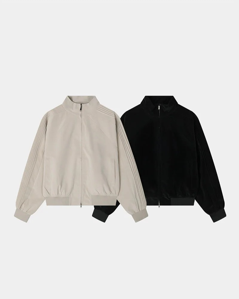 [Unisex] Glossy pleats blouson jacket(2color)