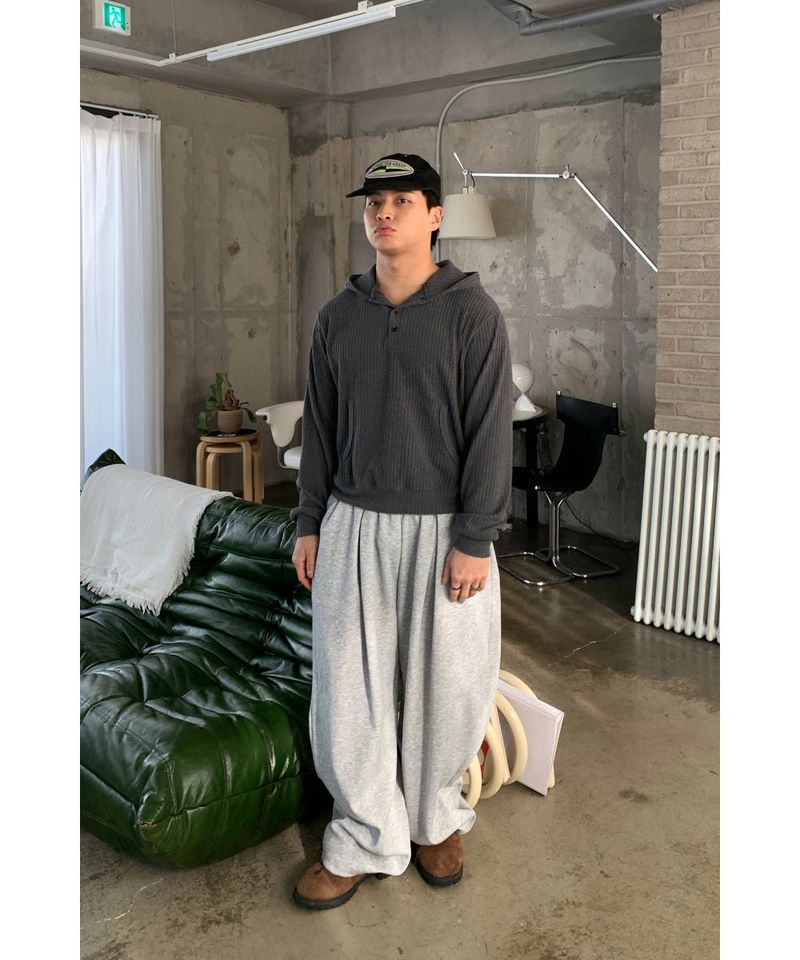 Henley neck crop hoodie
