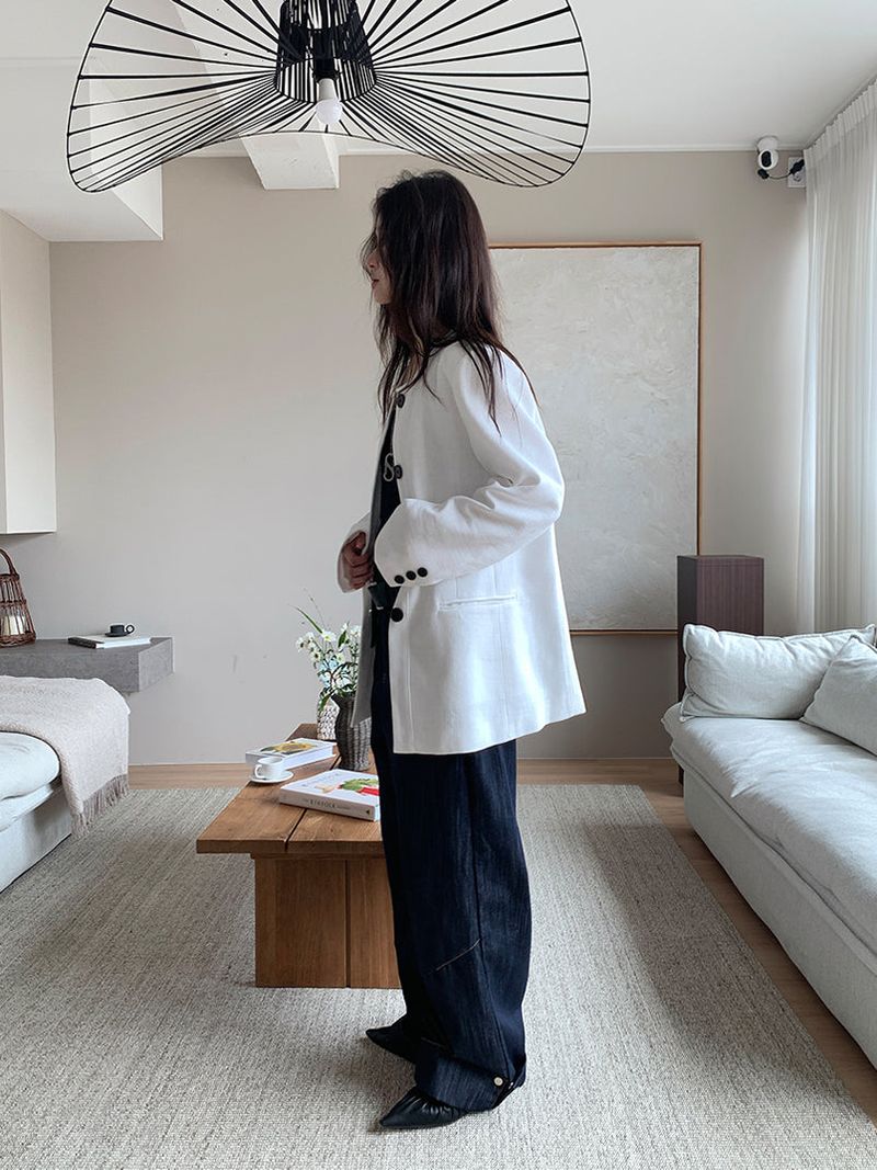 NON COLLAR LINEN JACKET (2C)