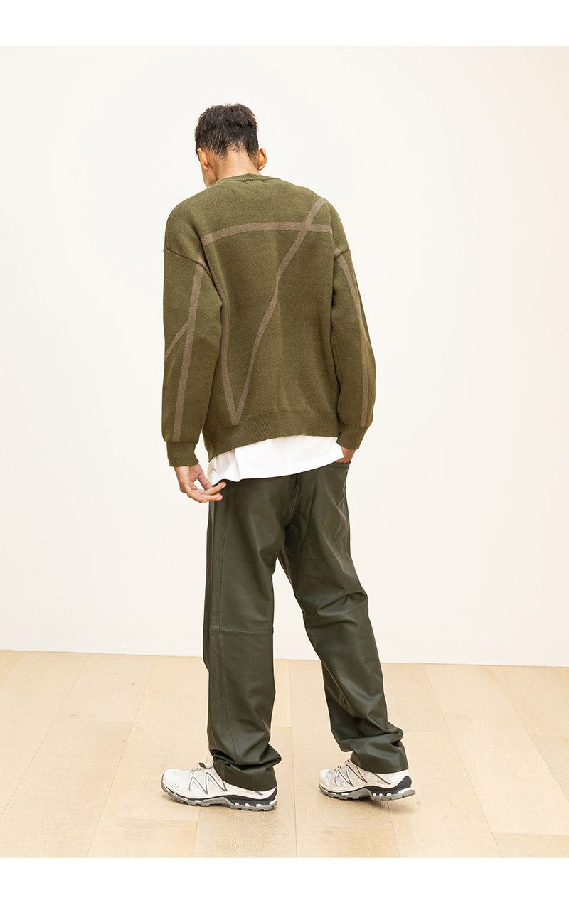 LAMSKIN CURVED LINE PANTS