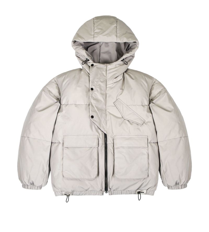 essential oversize duckdown peded parka grey