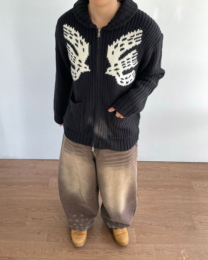 Rebel Shawl Collar Knit Zip-Up