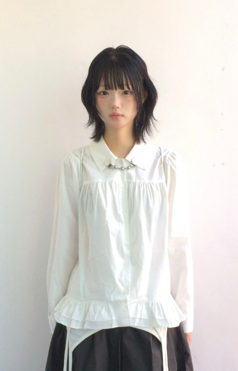 Cotton Flare Shirring Shirt
