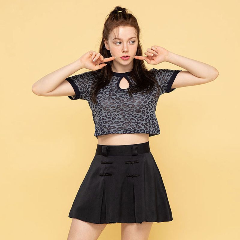 LEOPARD BURN-OUT TEE (NAVY)