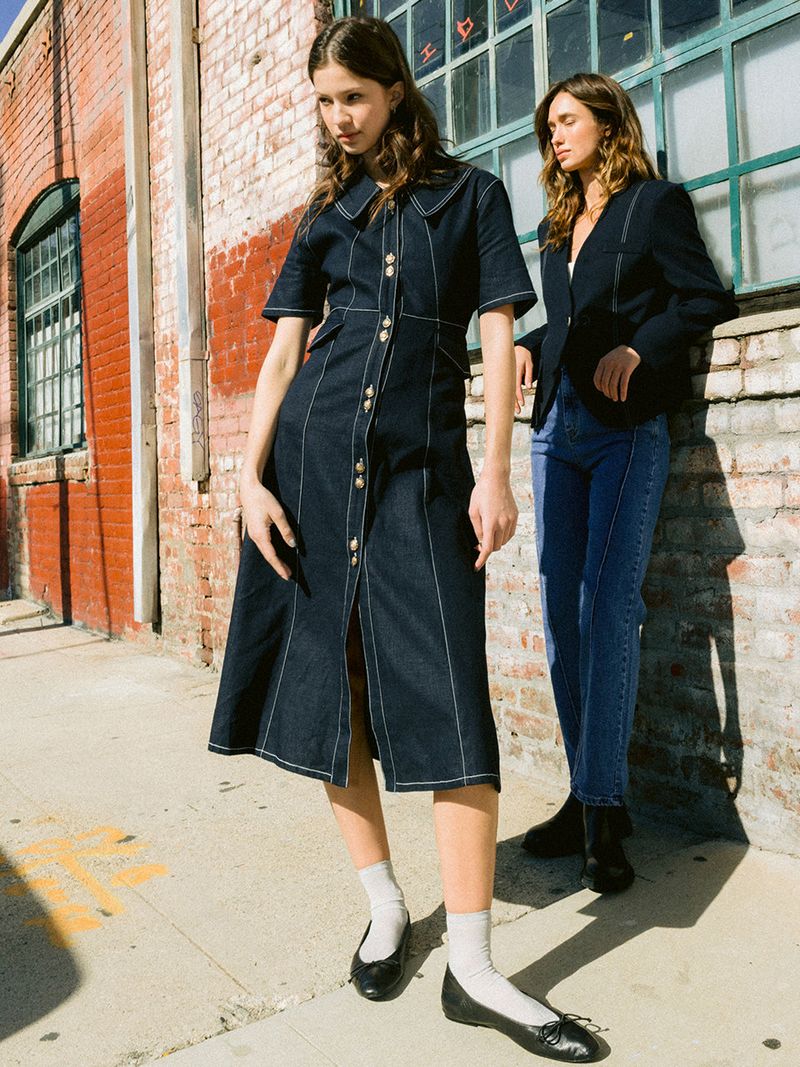 Two Button Collar Stitch Dress