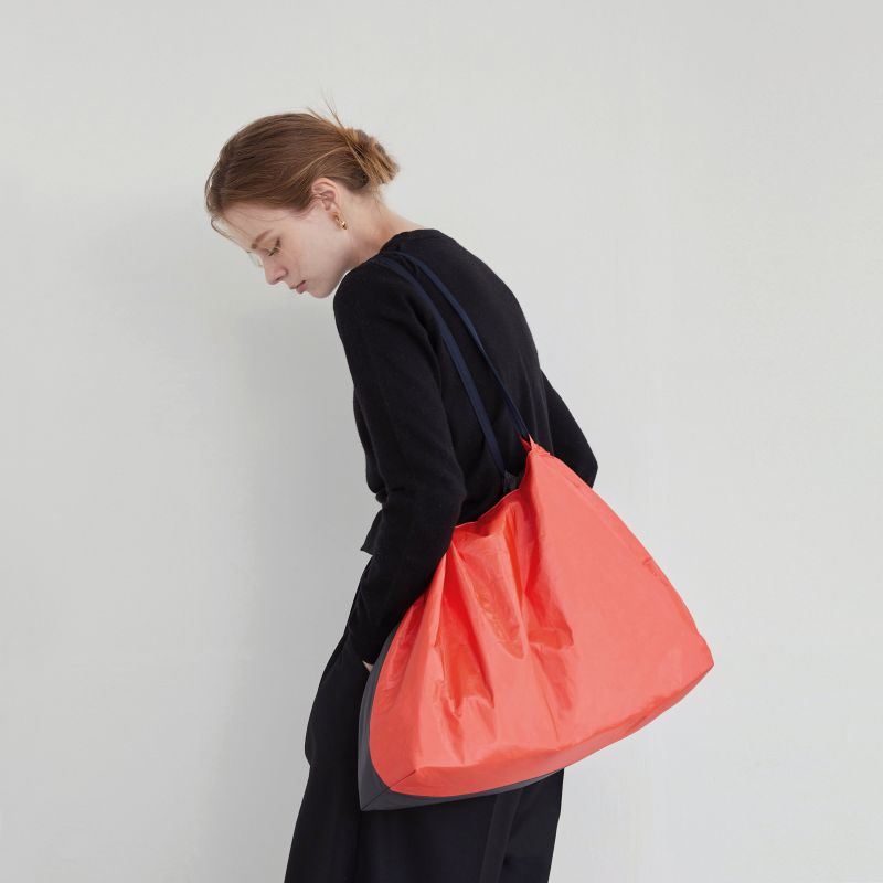 TYVEK FLEXIBLE BAG - Red Orange & Dark Gray (LARGE)