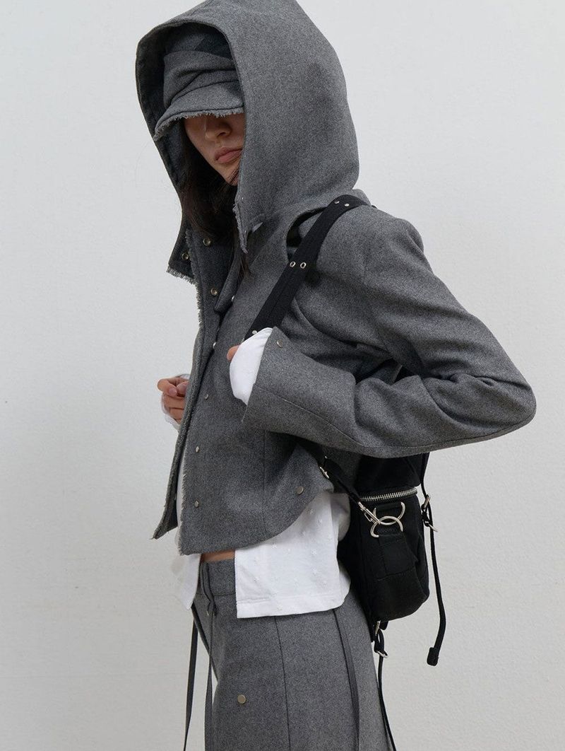 Layered Bolero Wool Jacket / Grey