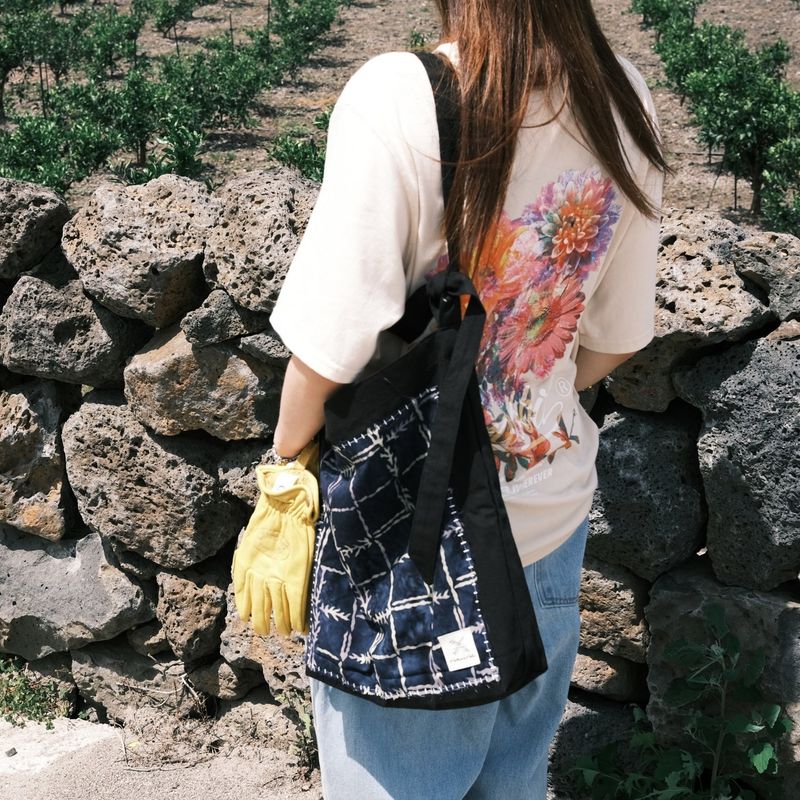 [Patchwork Canvas Bag] Reef Check - Navy