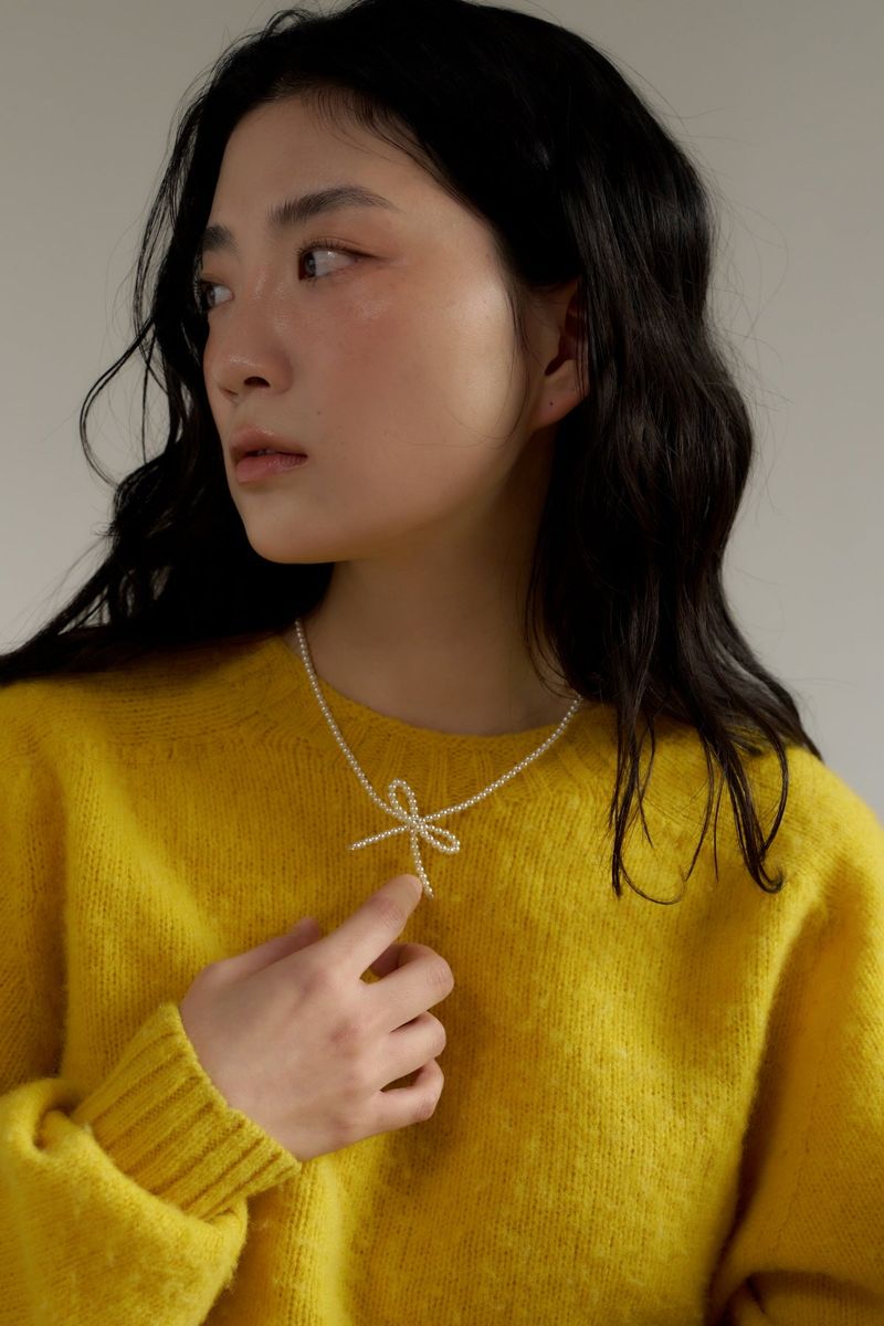 little pearl ribbon necklace