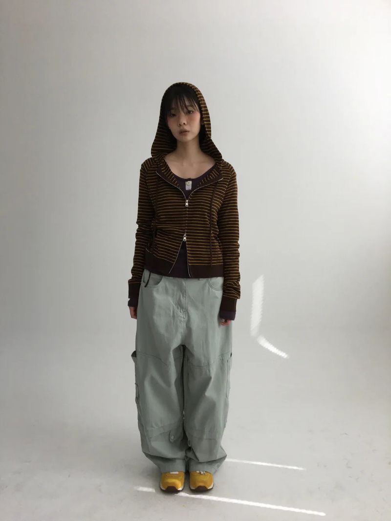 Bobby Striped Knit Zip-Up Hoodie (7color)