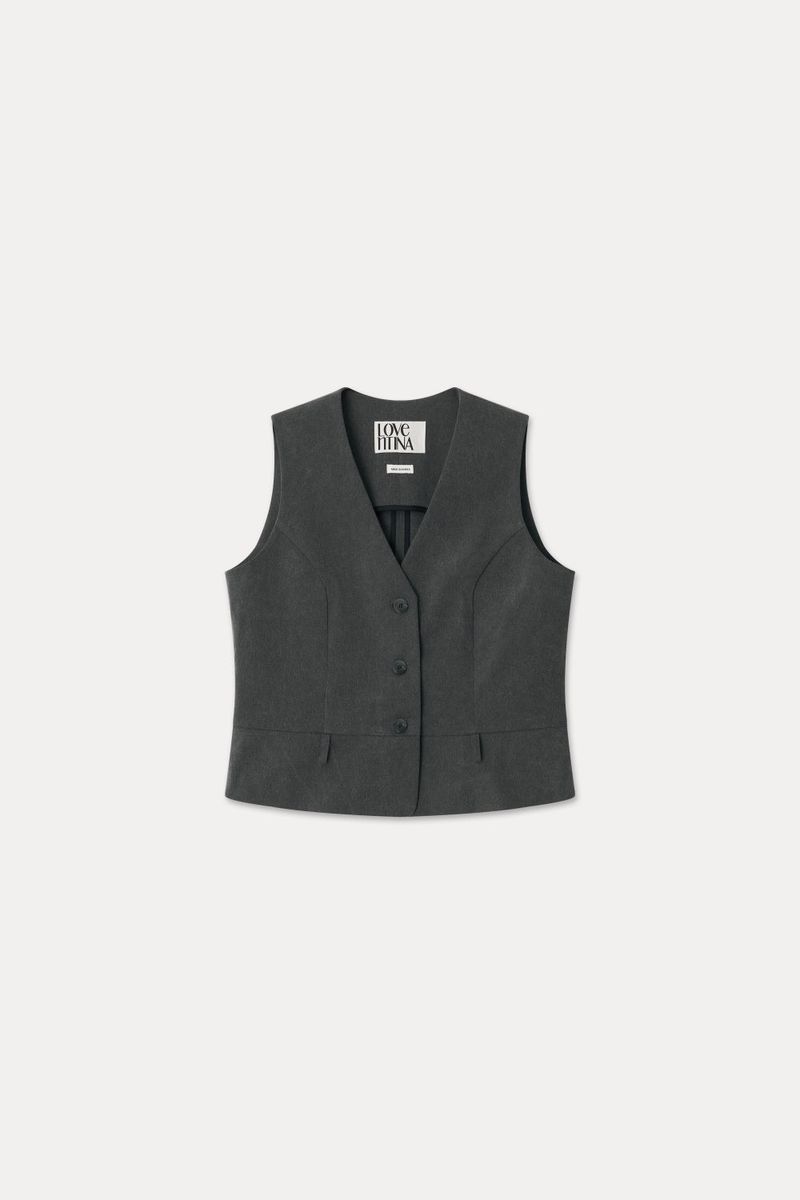 Loventina（ラヴェンティナ）の「COTTON BELTED VEST_CHARCOAL（Jackets/Outerwear）」