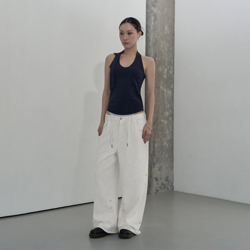 UTILITY POCKET WIDE SWEAT PANTS (WHITE)
