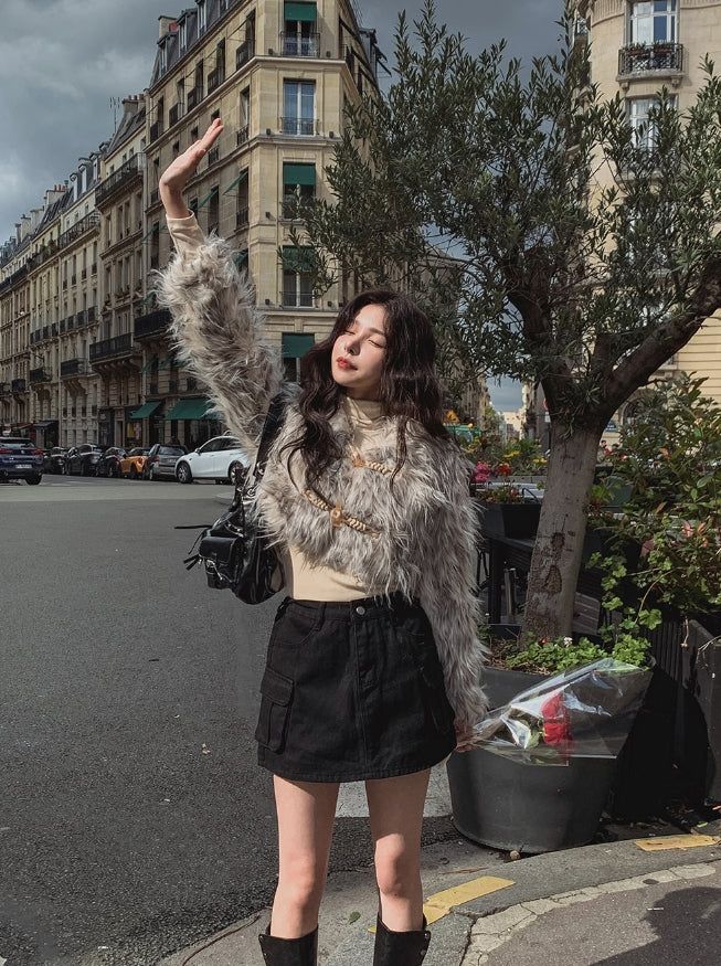 Phase washing cargo mini skirt